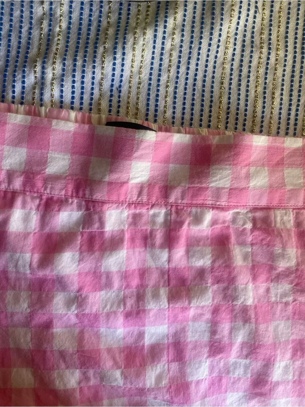 J. Crew Pink and White Gingham Elastic-Waist Skirt Sz XXL
